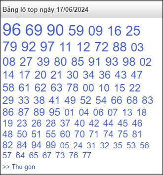 Bảng lô top - số nóng miền Bắc 17/6/2024