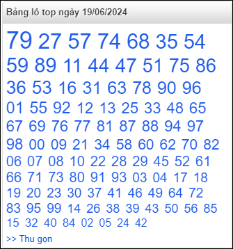 Bảng lô top - số nóng miền Bắc 19/6/2024