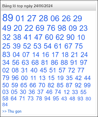 Bảng lô top - số nóng miền Bắc 24/6/2024