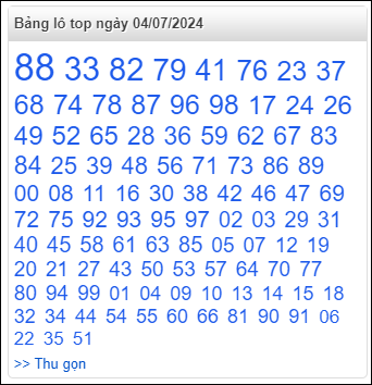 Bảng lô top - số nóng miền Bắc 4/7/2024