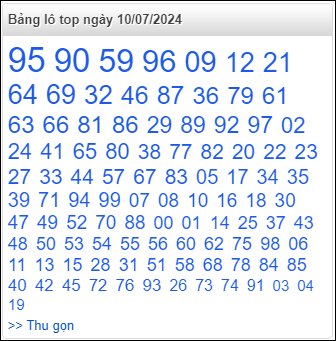Bảng lô top - số nóng miền Bắc 10/7/2024