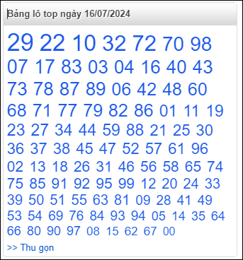 Bảng lô top - số nóng miền Bắc 16/7/2024