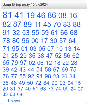 Bảng lô top - số nóng miền Bắc 15/7/2024