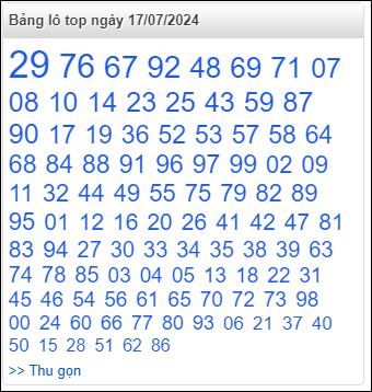 Bảng lô top - số nóng miền Bắc 17/7/2024