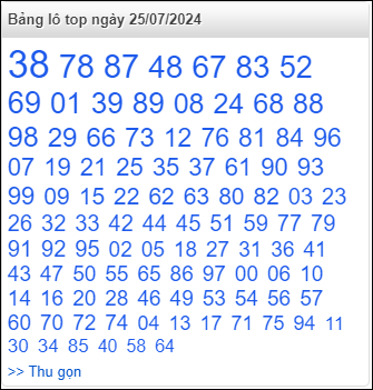 Bảng lô top - số nóng miền Bắc 25/7/2024