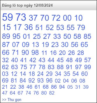 Bảng lô top - số nóng miền Bắc 12/8/2024
