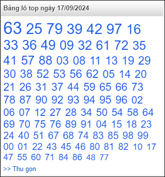 Bảng lô top - số nóng miền Bắc 17/9/2024