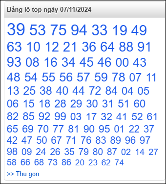 Bảng lô top - số nóng miền Bắc 07/11/2024