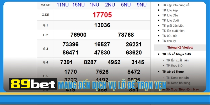 89BET mang đến dịch vụ lô đề trọn vẹn cho người chơi