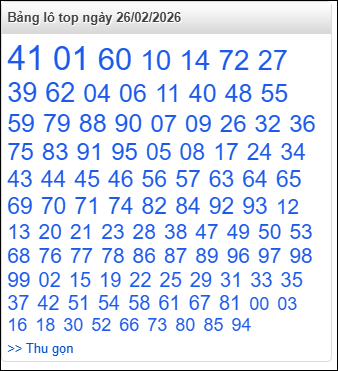 Bảng lô top - số nóng miền Bắc 26/02/2026